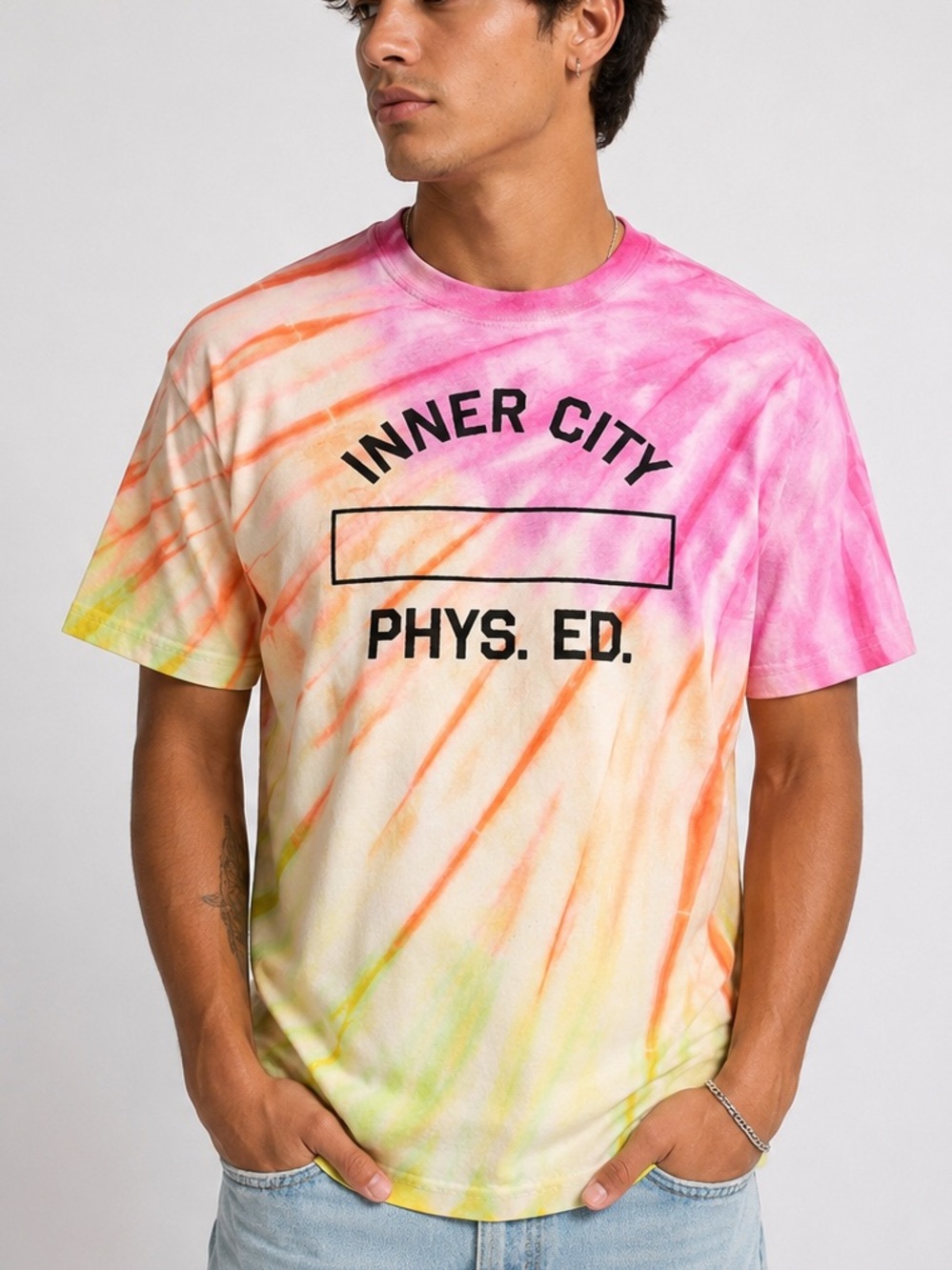 Honor The Gift Inner City Phys. Ed. Tie Dye pink Graphic Tee Shirt Men’s Small